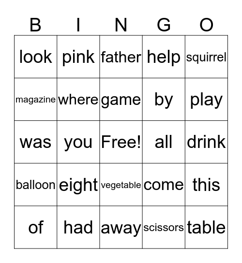 Group 13 - Edmark Bingo Card