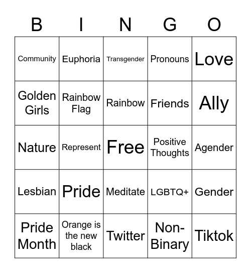 Rainbow Day Bingo Card