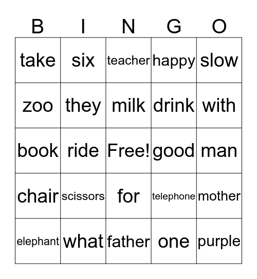 Group 10 - Edmark Bingo Card