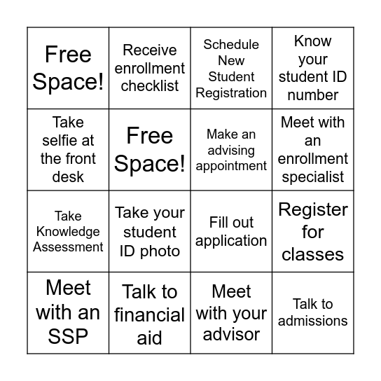 Ivy Tech Franklin Bingo Card
