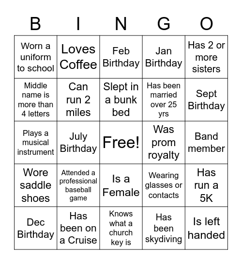 Keister Reunion 2022 Bingo Card