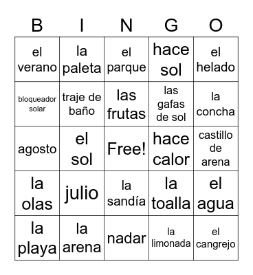 Feliz Verano! Bingo Card