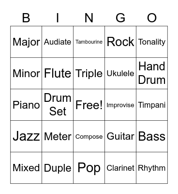 Music Bingo Card