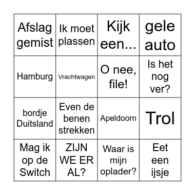 VAKANTIE BINGO Card
