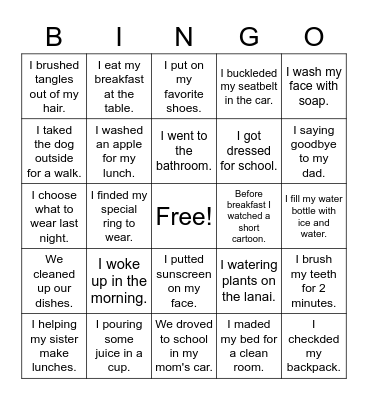 Correcting Past Tense Verbs: Morning Routine Bingo Card
