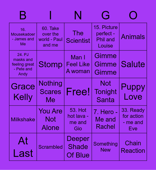 Purple - Ricky Bingo Card