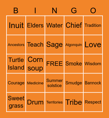 National Indigenous Peoples Day BINGO Card