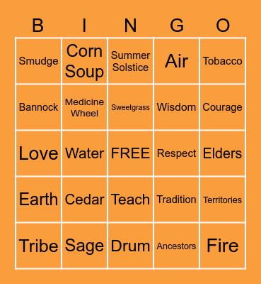 National Indigenous Peoples Day BINGO Card