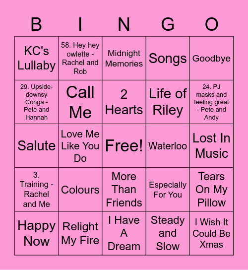 Pink - Catboy Bingo Card