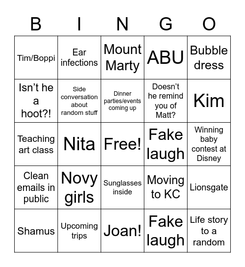California Bingo Card