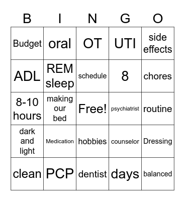 ADL Bingo Card