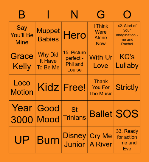 Orange - Catboy Bingo Card