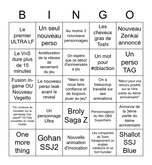 ici ça bingo Card