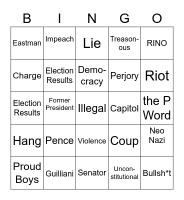 Sedition Edition Bingo Card