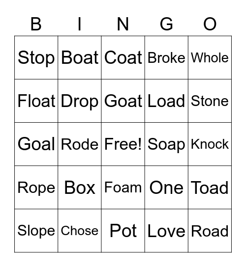 Word Work Bingo Card