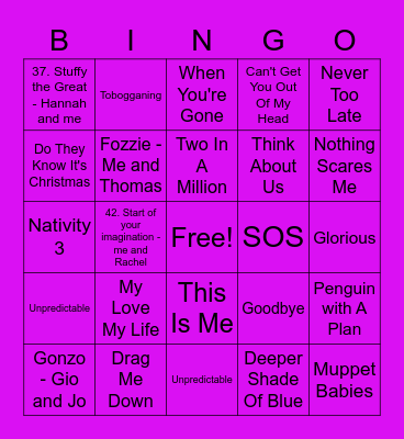 Purple - Hayley Bingo Card