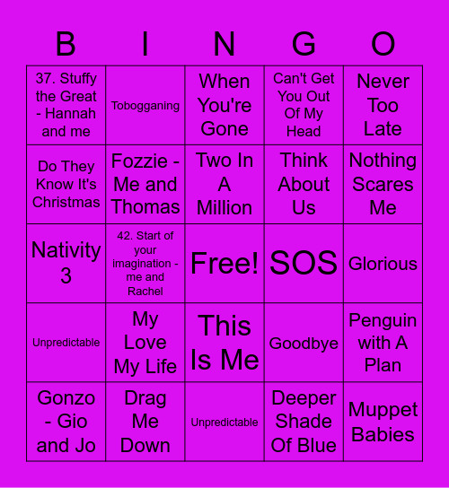 Purple - Hayley Bingo Card