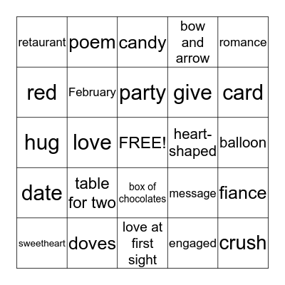 Valentine's Day Bingo Card