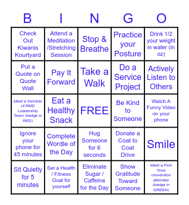 Health & Wellness Bingo Card