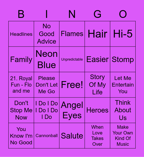 Purple - Alex W Bingo Card