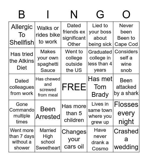 Getting to Know Your Collegue BINGO Card