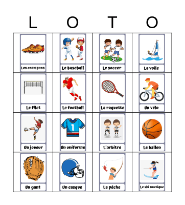 Les sports d'été Bingo Card