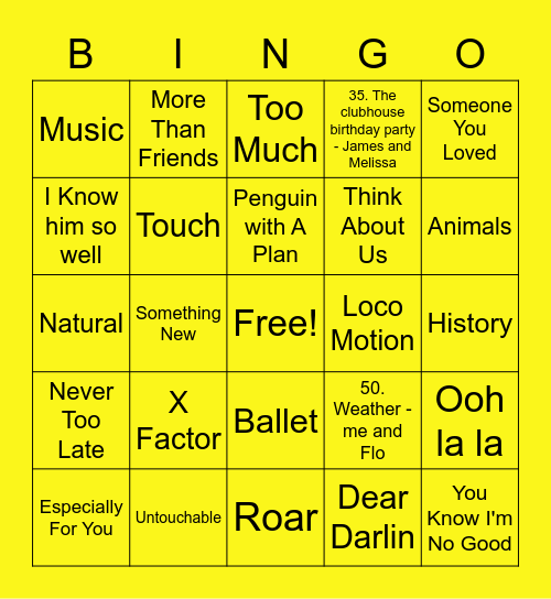 Yellow - Leah Bingo Card