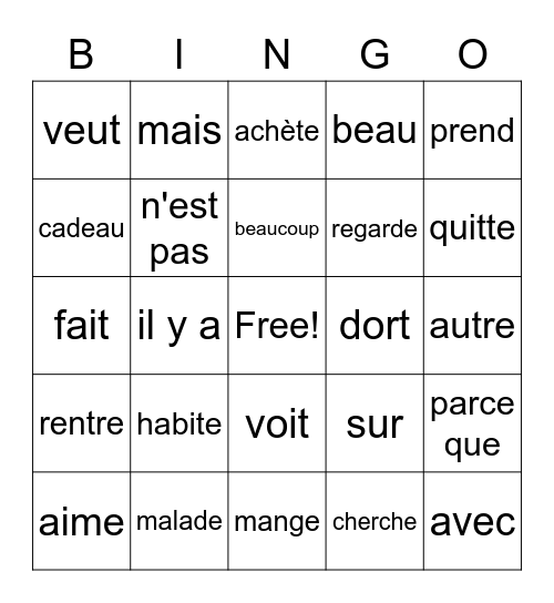 French 8 Final Bingo Card