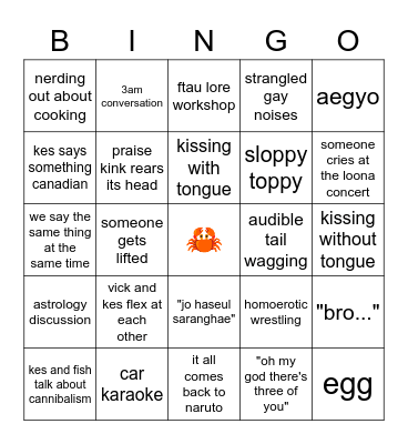 crab crew bingo Card