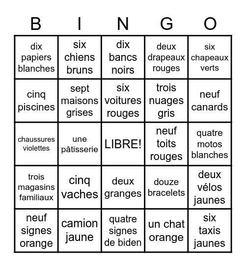 Voyage en Voiture Bingo Card