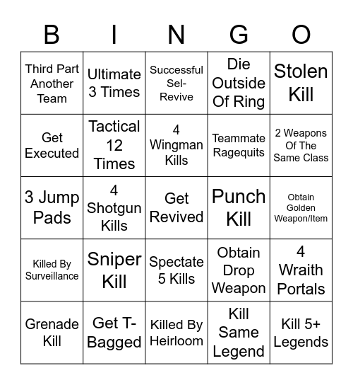 Apex Bingo Card