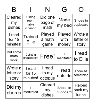 Summer Challenge Bingo Card