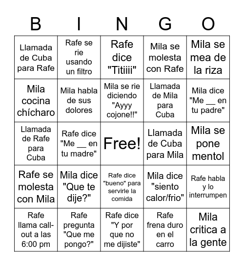 PARENTS BINGO Card