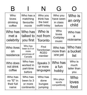 Emerging Entrepreneurs Icebreaker Bingo Card