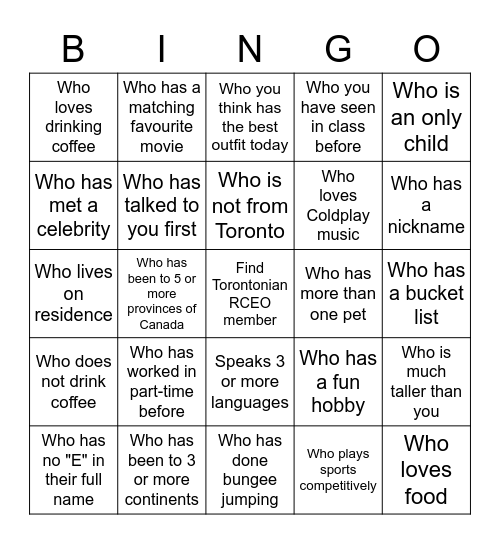 Emerging Entrepreneurs Icebreaker Bingo Card