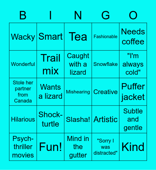Slasha!!! Bingo Card