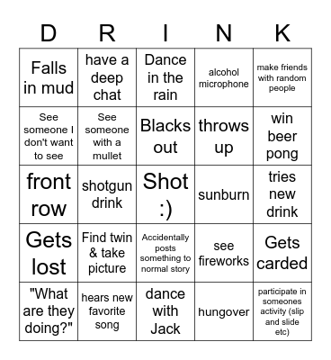 Emma's Fest Drinko Bingo Card
