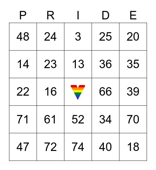 Sweat With Pride Bingo Card