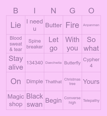 Affu🐣💜 Bingo Card