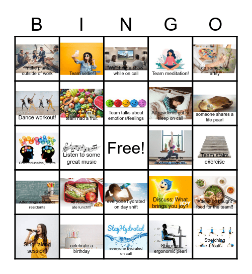 UCLA Ob/Gyn Wellness Bingo Card