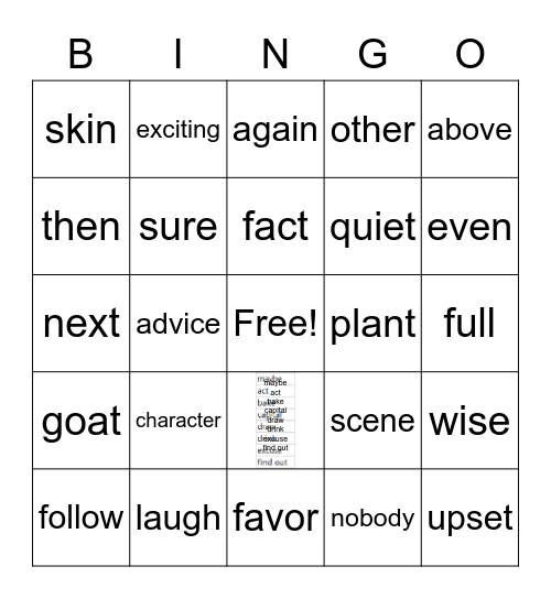 봉곡중 1학년 1과~4과 Bingo Card