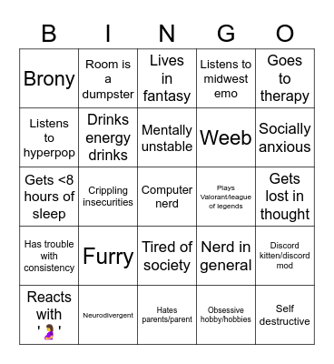Weird human bingo Card