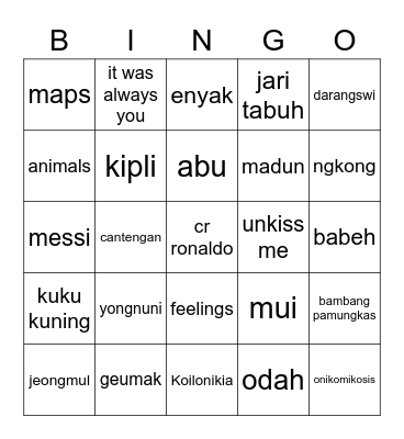 🍣 Bingo Card