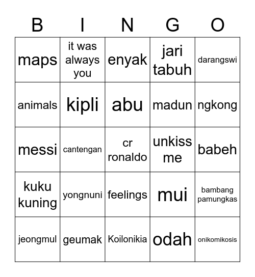 🍣 Bingo Card