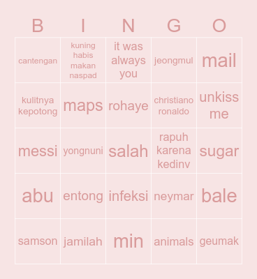 jN Bingo Card