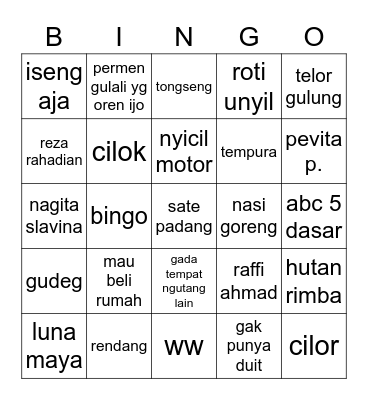 PUNYA AYUN Bingo Card
