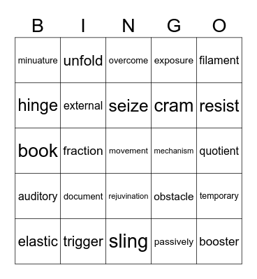 Units 1-4 Bingo Card