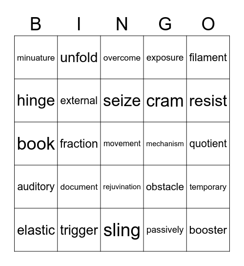 Units 1-4 Bingo Card