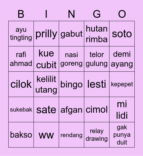 YERIM Bingo Card