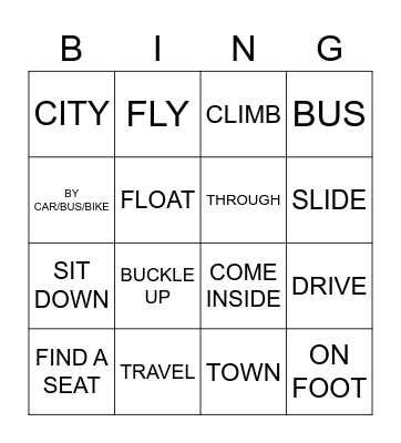 Travelling Bingo Card